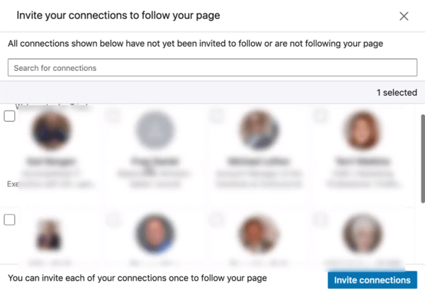 Invite conexiones a seguir su página de LinkedIn, paso 2.