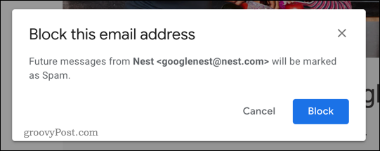 Botón de bloqueo en Gmail