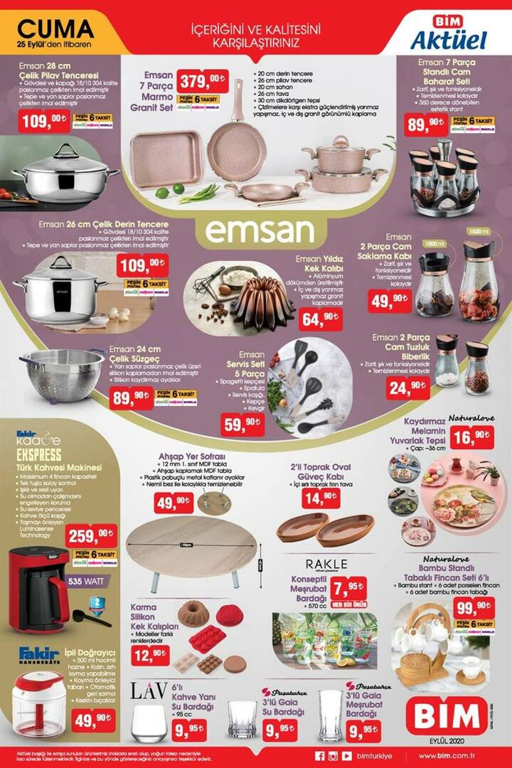¡El catálogo de productos actual de BİM 25 de septiembre está aquí! BİM 25 de septiembre, ollas y sartenes.