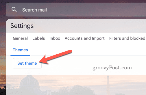 Botón Establecer tema de Gmail