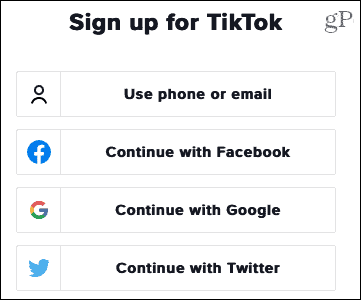 Regístrese en TikTok en la Web