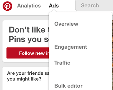 acceder al administrador de anuncios de Pinterest