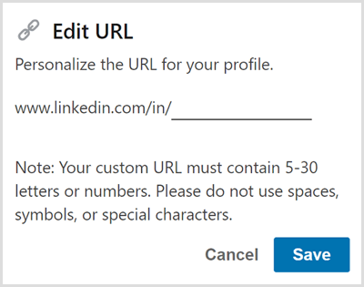 Edite la URL de su perfil de LinkedIn.