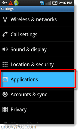 configuración de la aplicación en Android
