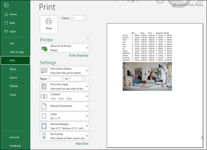Vista previa de impresión sin líneas de cuadrícula en Excel 