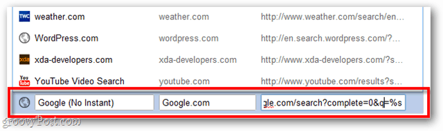 agregar un motor de búsqueda a google chrome
