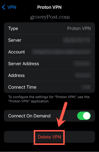 iphone eliminar configuracion vpn