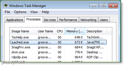 Captura de pantalla: Administrador de tareas de Windows 7