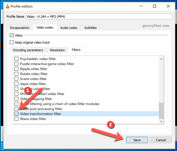 Agregar un filtro de rotación a un video VLC en Windows