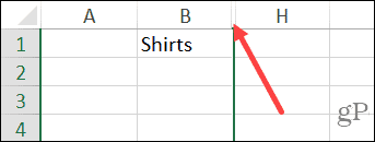 Indicador de columna oculta en Excel en Windows