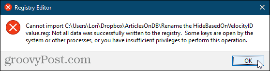 No se puede importar el archivo de registro para el Registro de Windows