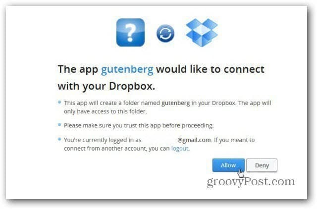 proyecto gutenberg conectarse a dropbox