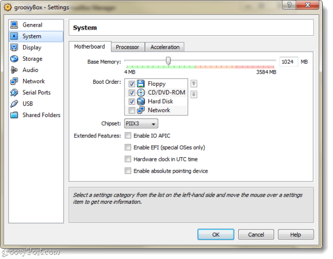 personalizar la configuración de virtualbox vm