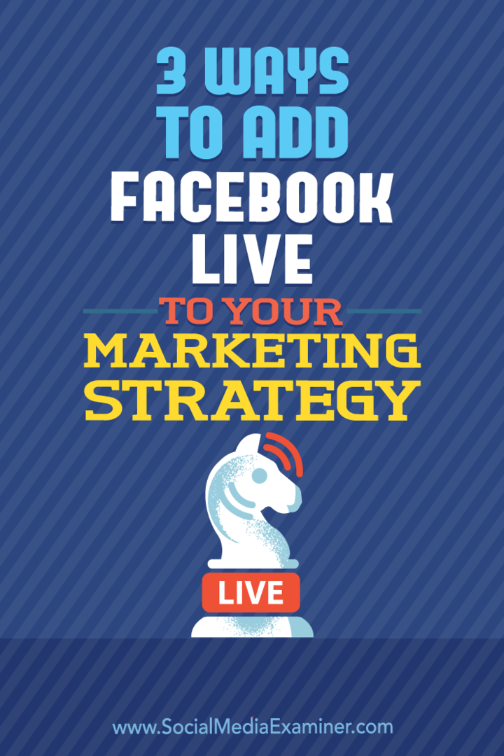 3 formas de agregar Facebook Live a su estrategia de marketing por Matt Secrist en Social Media Examiner.