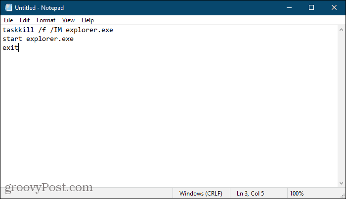 Cree un archivo por lotes con el Bloc de notas en Windows 10