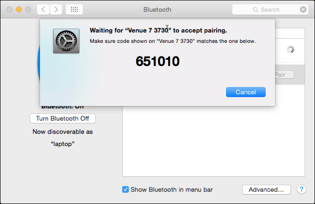 Emparejamiento de Bluetooth en el lado de Mac
