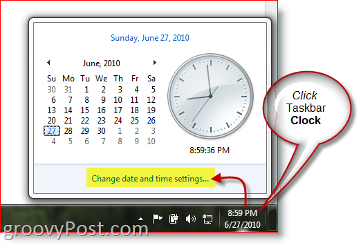Windows 7 muestra el reloj de la barra de tareas