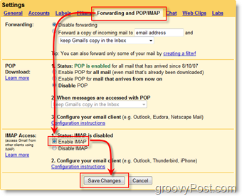 Use Outlook 2007 con la cuenta de GMAIL Webmail usando iMAP