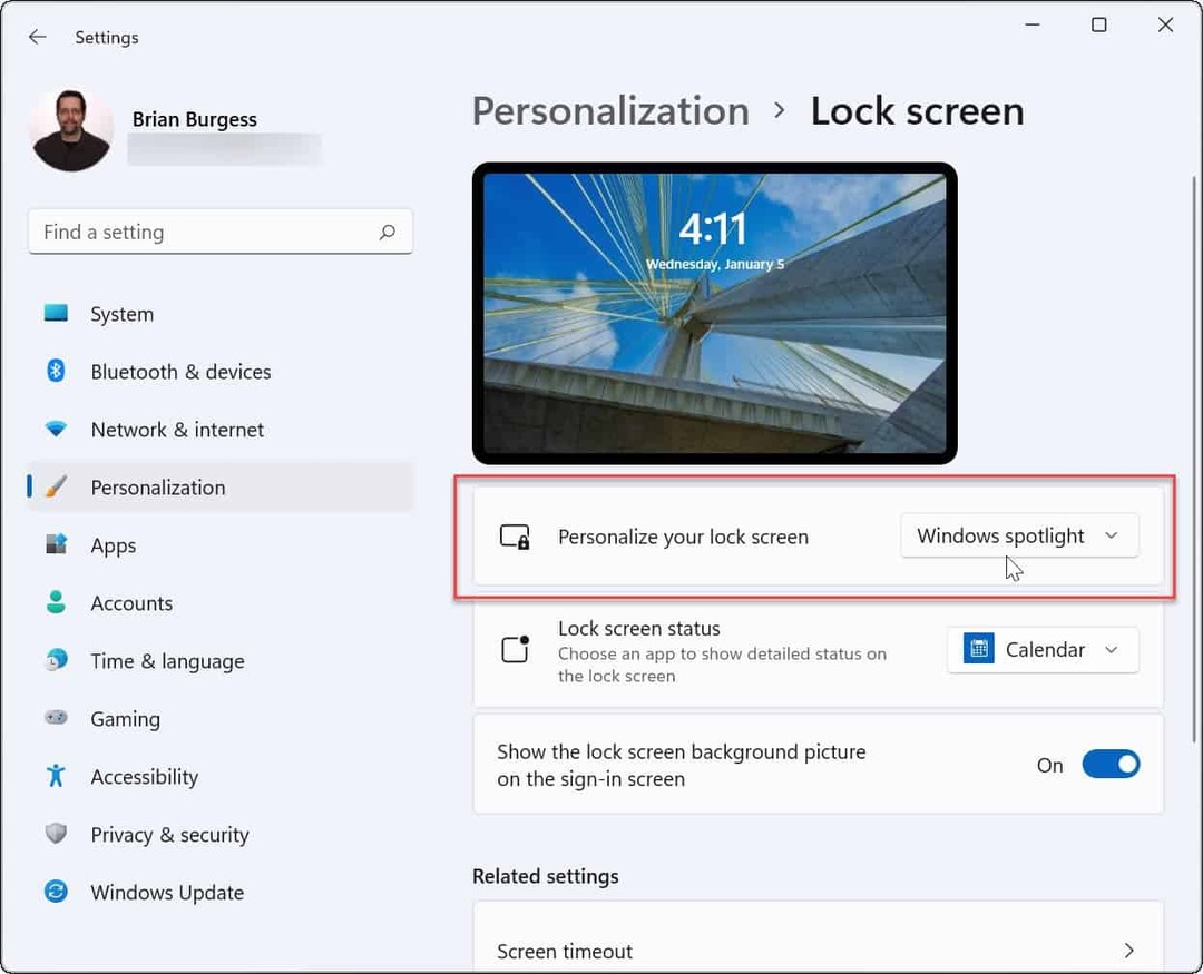 Personalizar la pantalla de bloqueo de Windows 11