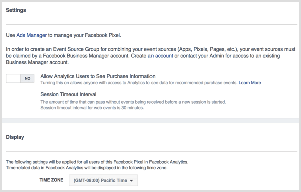 Configuración de análisis de Facebook