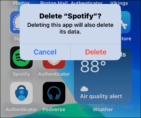 Eliminar la aplicación Spotify en iPhone