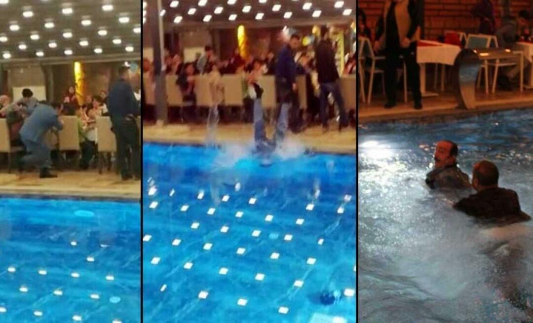 ¡No queda nada para las víctimas del terremoto en la noche de la moral! Mustafa Keser se cayó a la piscina
