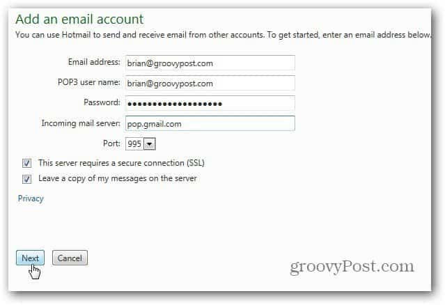 Cómo agregar Gmail a Outlook.com