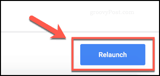 Botón de reinicio para reiniciar Chrome