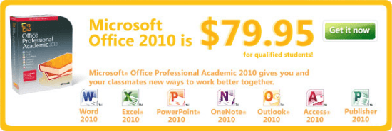 Descuento para estudiantes universitarios: versión educativa / académica de Office 2010 disponible ahora