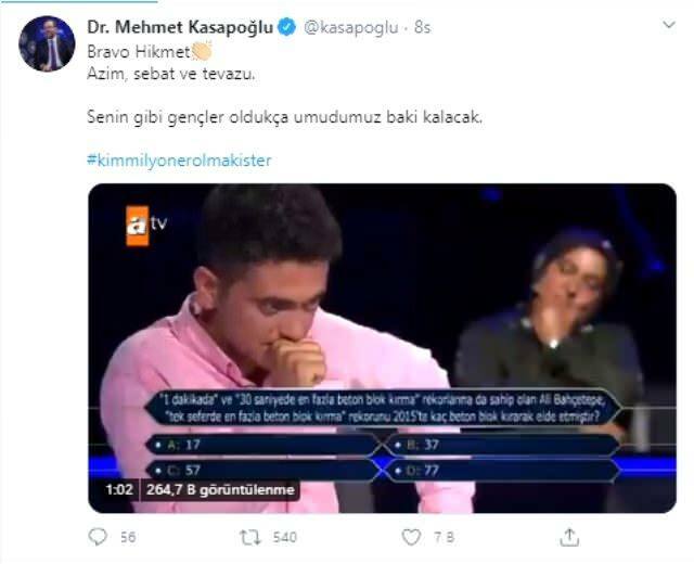 compartir del ministro mehmet kasapoğlu