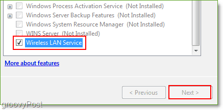 Captura de pantalla: Windows Server 2008 habilita la función de servicio de LAN inalámbrica
