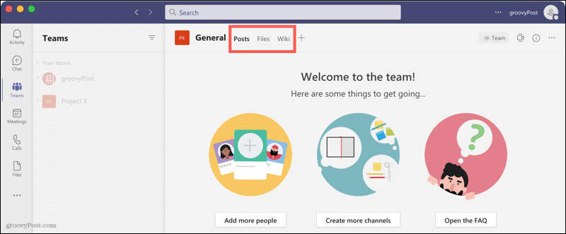 Pestañas en Microsoft Teams