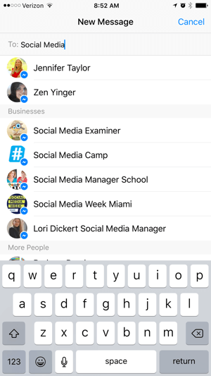 facebook messenger para búsqueda de empresas