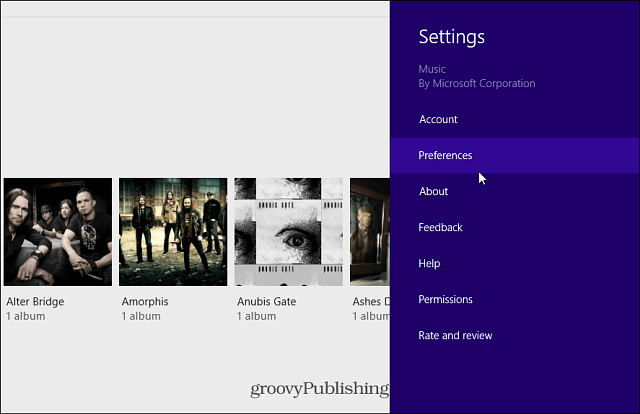 Xbox Music PReferences