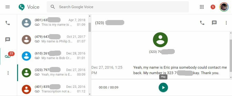 mensajes de voz de google voice