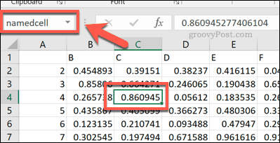 Una referencia de celda con nombre en Excel