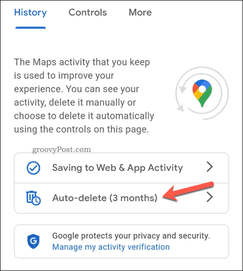 Configurar la eliminación automática en Google Maps