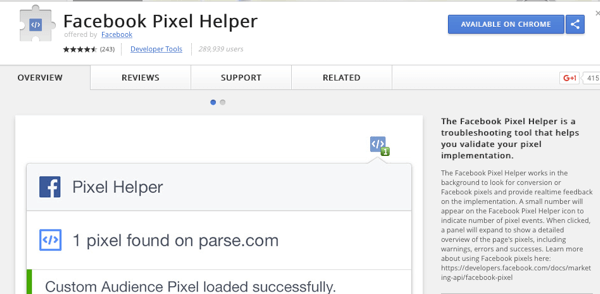 Instale Facebook Pixel Helper para comprobar que su seguimiento funciona.