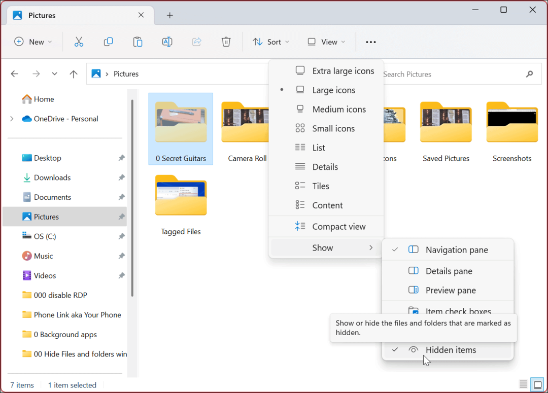 Ocultar archivos y carpetas en Windows 11