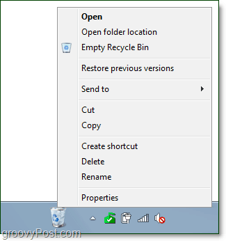 Una papelera de reciclaje totalmente funcional en la barra de tareas en Windows 7