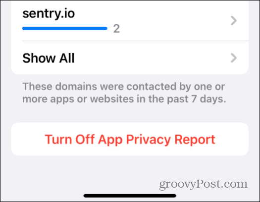 desactivar el informe de privacidad de la aplicación