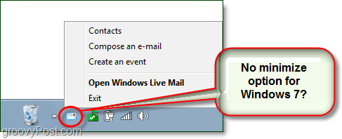Cómo minimizar el correo en vivo a la bandeja del sistema en Windows 7