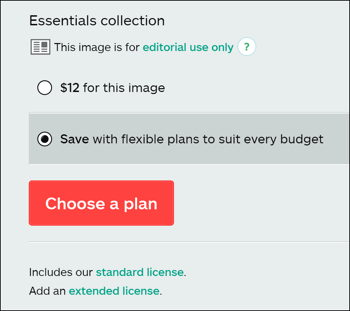 Un servicio de arte de archivo puede permitirle elegir qué tipo de licencia de imagen necesita.