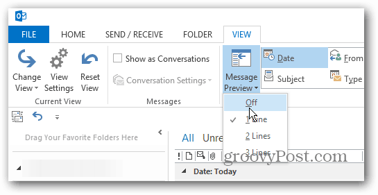 Cómo personalizar la vista previa de mensajes en Outlook 2013