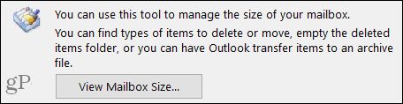 Ver el tamaño del buzón en Outlook