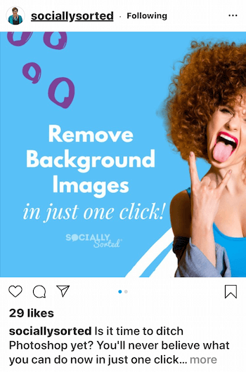 Publicación de Instagram ordenada socialmente con fuente clara sobre fondo más oscuro
