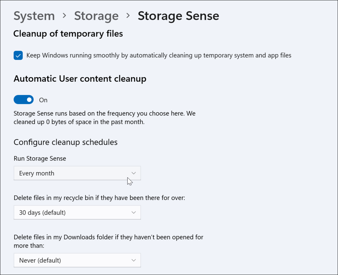 Cómo habilitar y configurar Storage Sense en Windows 11