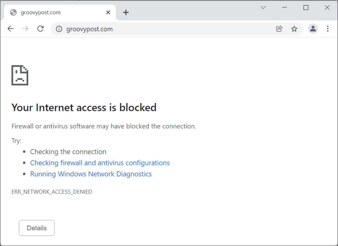 Acceso a Internet bloqueado Google Chrome