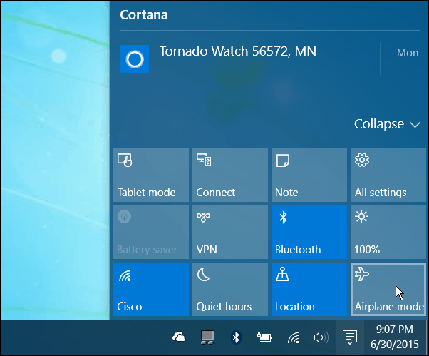 Centro de actividades de Windows 10