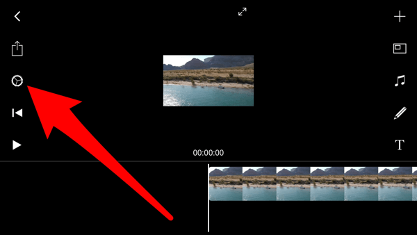 Toque el icono de configuración para cambiar el fondo en Filmmaker Pro.